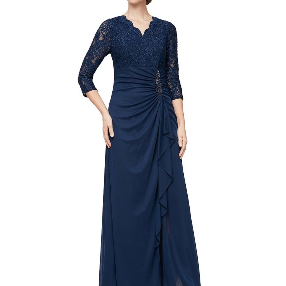 Alex Evenings Navy Lace Gown